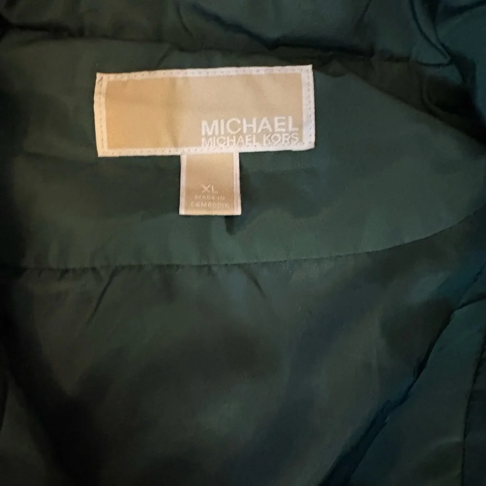 Michael Kors Quilted Green Puffer Vest with‎ Gold Snap Buttons